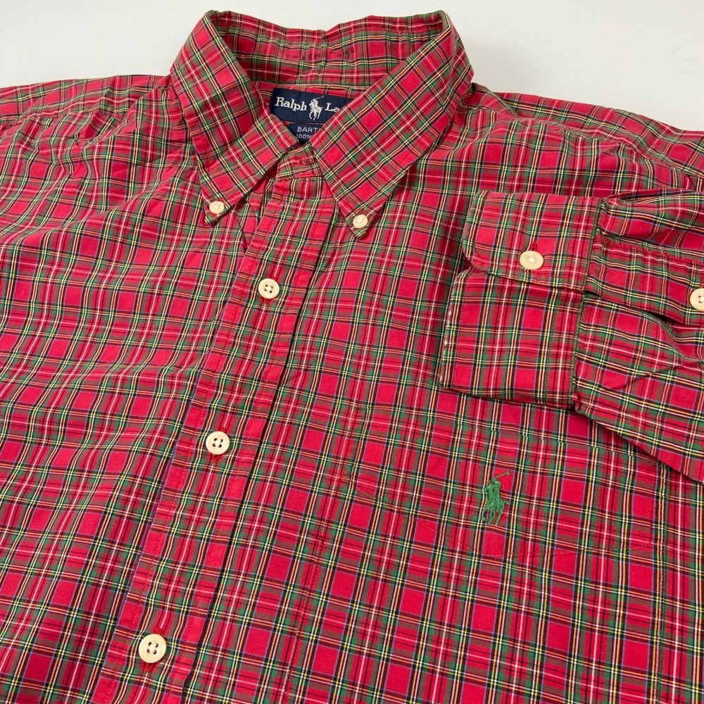 Ralph Lauren Bartlett Men's XL Red Green Plaid Button Down Shirt Long Sleeve